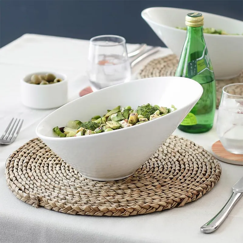 9,5-дюймовая белая салатница — двойная наклонная салатница объёмом 23 унции, 9,5-дюймовая наклонная чаша для сервировки салатов (3)