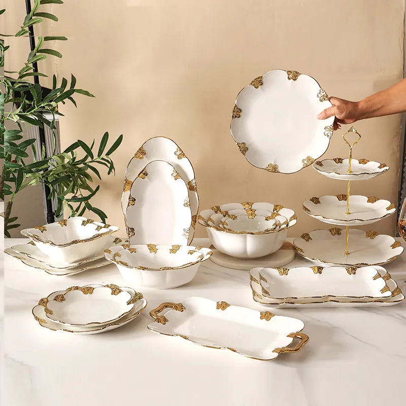 Набор западной посуды в стиле лёгкой роскоши с бабочками — ресторанные керамические миски (2)