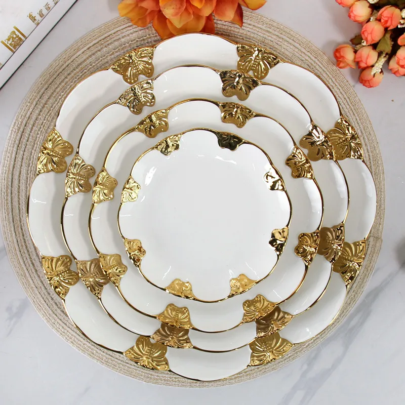 Набор западной посуды в стиле лёгкой роскоши с бабочками — ресторанные керамические миски (3)