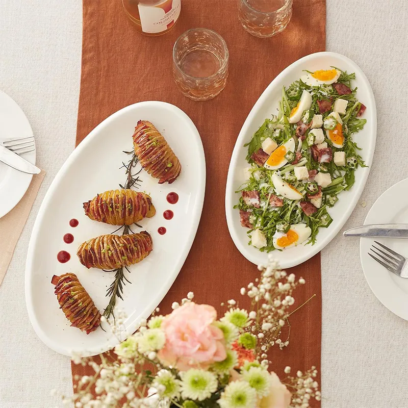 Набор из 3 овальных рыбо-мясных блюд с утолщённым краем 121416 дюймов (3)