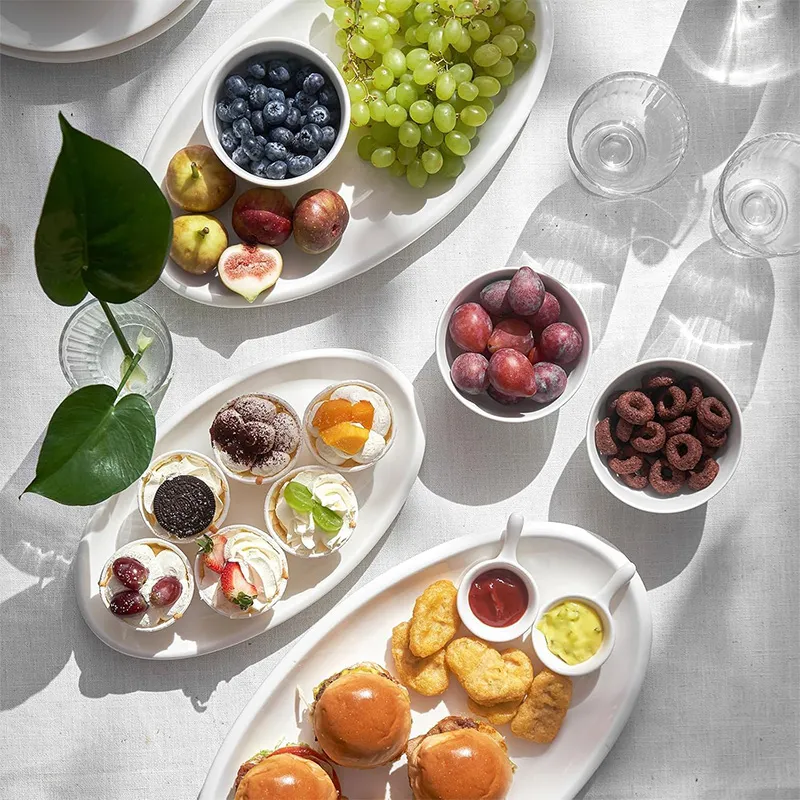 Набор из 3 овальных рыбо-мясных блюд с утолщённым краем 121416 дюймов (6)