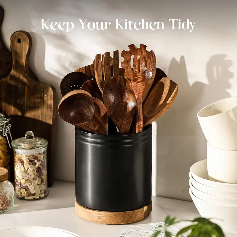 Подставка для палочек для еды — 7,6-дюймовая вращающаяся подставка для кухонных принадлежностей на 360° (2)