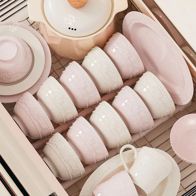 Рельефный французский набор посуды — новые домашние миски и тарелки, подарок на помолвку, свадьбу или для новобрачных (3)