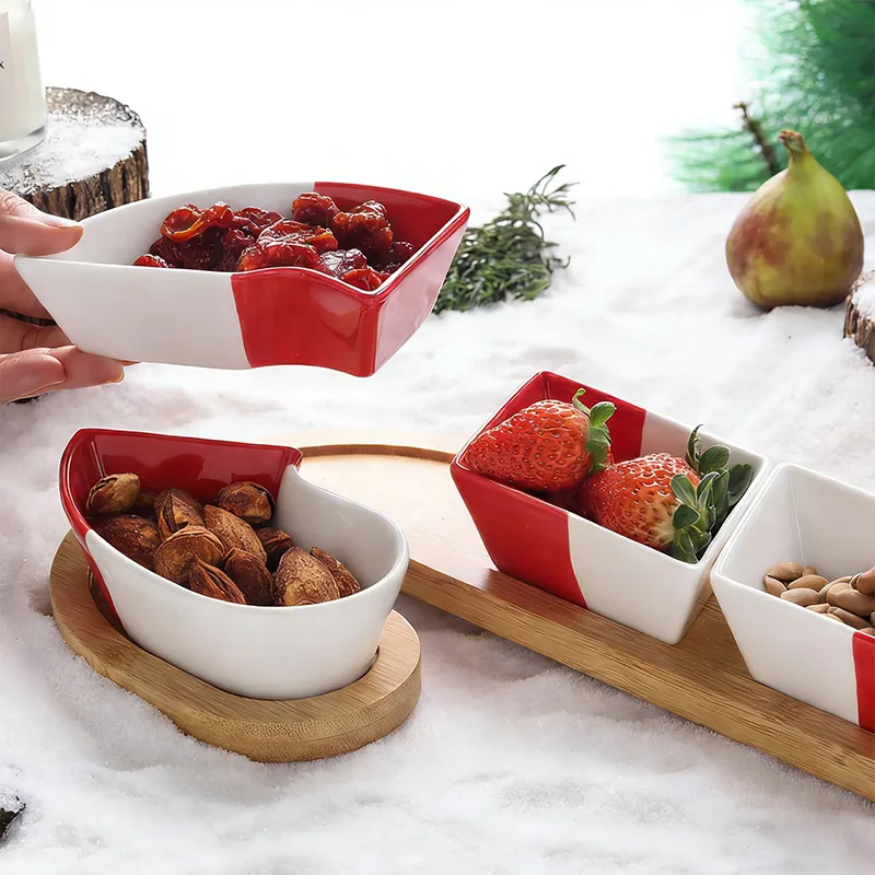 Рождественский подарок — тарелка-зонтик для закусок, поднос для украшений (4)