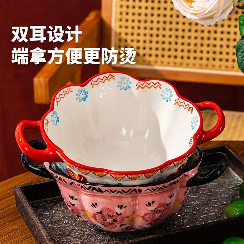 Суповая миска с двумя ручками и подглазурным рисунком — уникальный дизайн лапшиной миски (4)