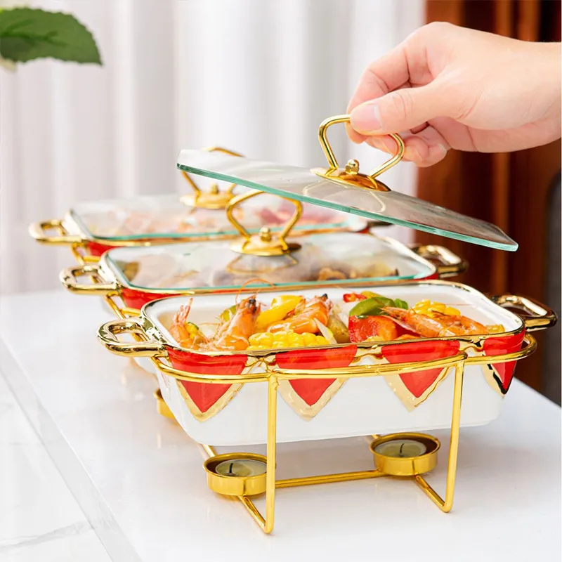 Трёхсекционный керамический противень с двумя ручками (1)