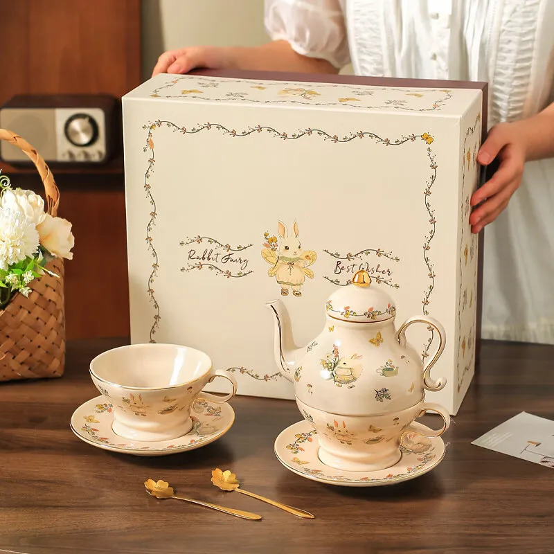 Чайник с куклой — английский набор для послеобеденного чая с чашками и блюдцами, подарок для женщин на день рождения или свадьбу (4)